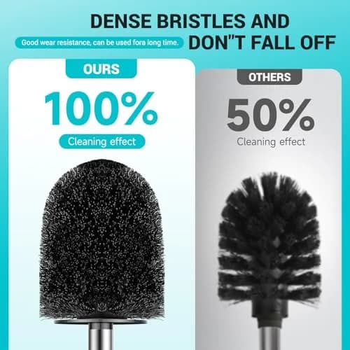 AONEZ Toilet Brush Compact Size Stainless Steel Handle Black | Space Saving Deep Cleaning thumbnail 3