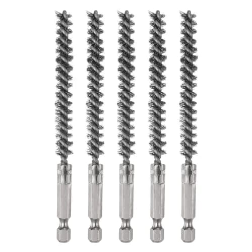 HARFINGTON 5Pcs Stainless Steel Bore Brush Set 8mm (0.31") Dia | Twisted Wire Tube Cleaner with 1/4" Hex Shank thumbnail 1