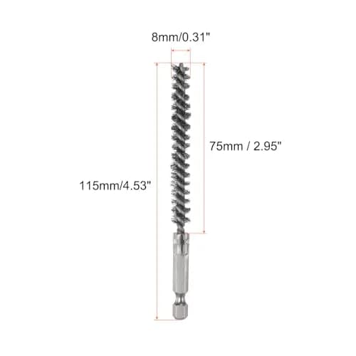 HARFINGTON 5Pcs Stainless Steel Bore Brush Set 8mm (0.31") Dia | Twisted Wire Tube Cleaner with 1/4" Hex Shank thumbnail 2