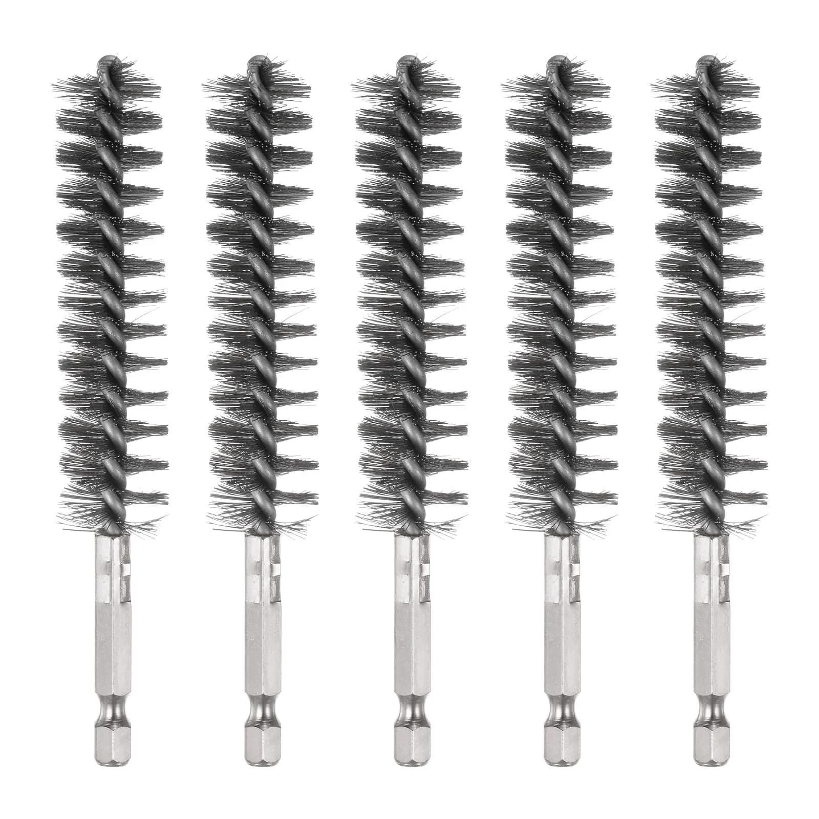 HARFINGTON 5-Piece Stainless Steel Bore Brush Set 18mm (0.71") Dia | Twisted Wire Tube Cleaner with Hex Shank - main product image