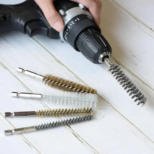 HARFINGTON 5-Piece Stainless Steel Bore Brush Set 18mm (0.71") Dia | Twisted Wire Tube Cleaner with Hex Shank thumbnail 6