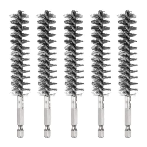 HARFINGTON 5-Piece Stainless Steel Bore Brush Set 18mm (0.71") Dia | Twisted Wire Tube Cleaner with Hex Shank thumbnail 1