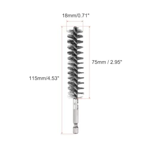 HARFINGTON 5-Piece Stainless Steel Bore Brush Set 18mm (0.71") Dia | Twisted Wire Tube Cleaner with Hex Shank thumbnail 2