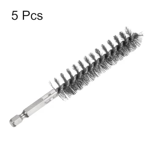 HARFINGTON 5-Piece Stainless Steel Bore Brush Set 18mm (0.71") Dia | Twisted Wire Tube Cleaner with Hex Shank thumbnail 3