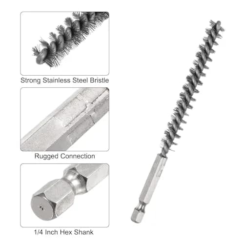 HARFINGTON 5Pcs Bore Brush Set 9mm (0.35 inch) | Stainless Steel Twisted Wire Cleaning Tool thumbnail 4