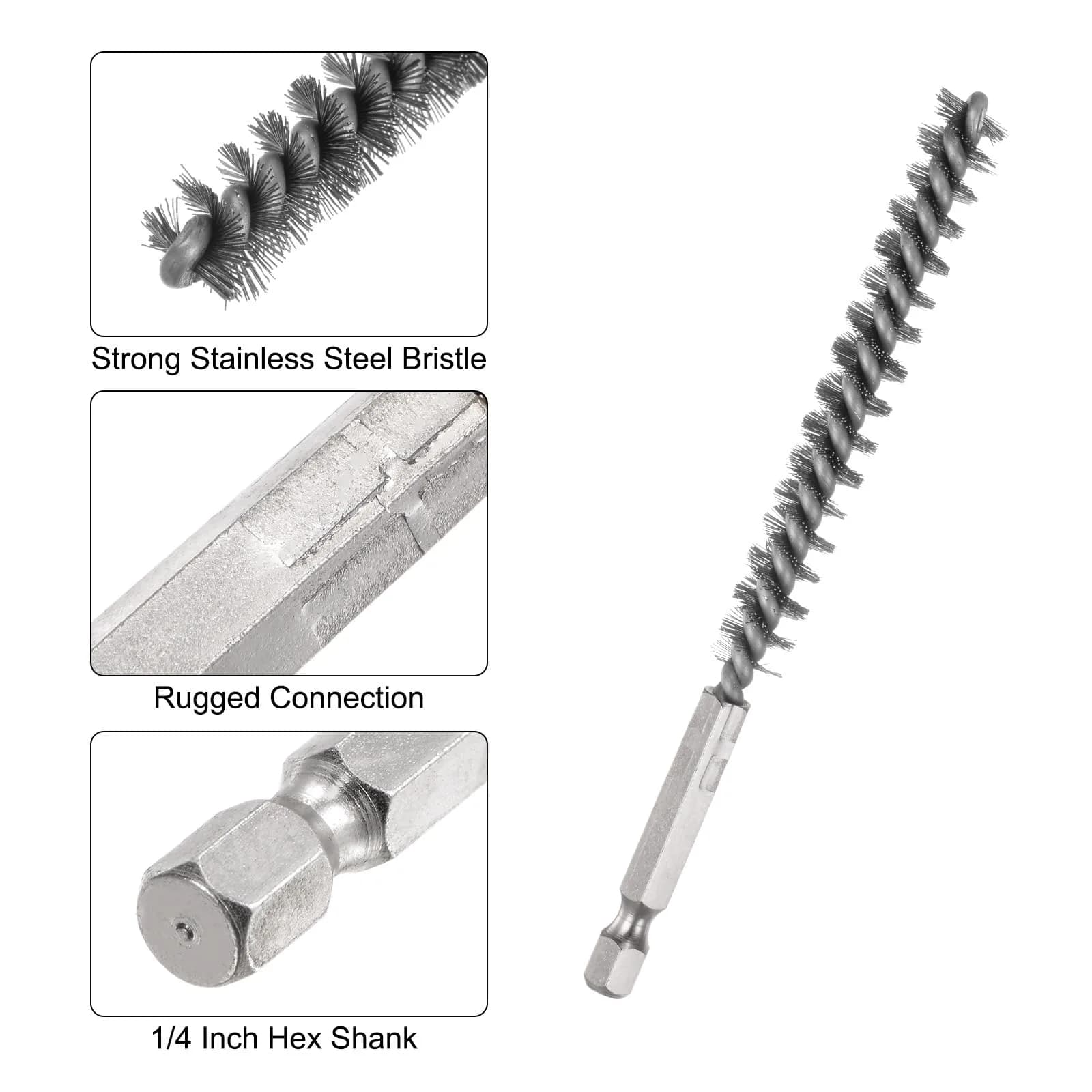 HARFINGTON 5Pcs Bore Brush Set 9mm (0.35 inch) | Stainless Steel Twisted Wire Cleaning Tool - view 4