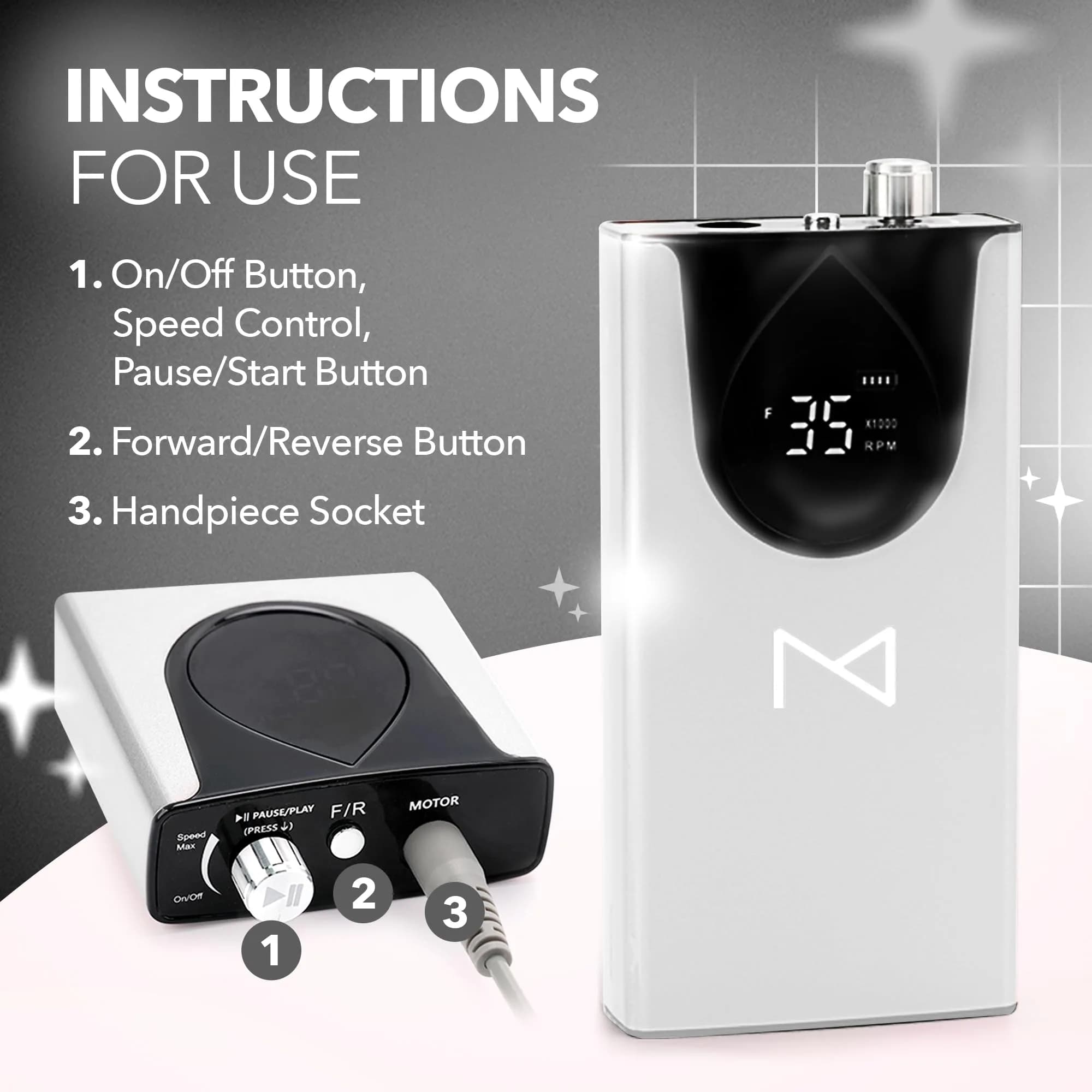 M Brushless Motor Nail Drill Handpiece Only - 35K RPM | Mermaid Model | Compatible with M System - view 7
