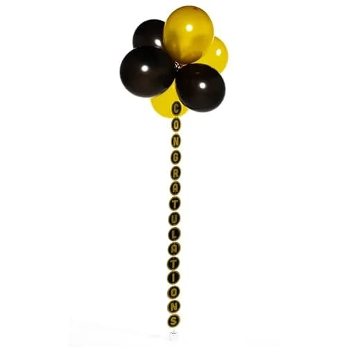 Balloon Time Congratulations Banner | Floating Helium Balloons | Gold thumbnail 1