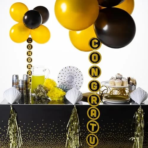 Balloon Time Congratulations Banner | Floating Helium Balloons | Gold thumbnail 2