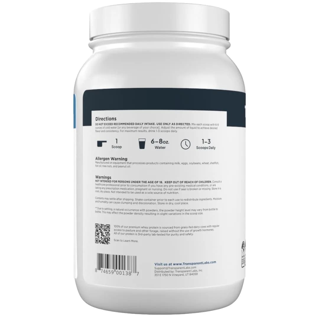 Transparent Labs Grass-Fed Whey Protein Milk Chocolate 1.02 kg (2.25 lb) | 28g Protein Per Serving - view 9
