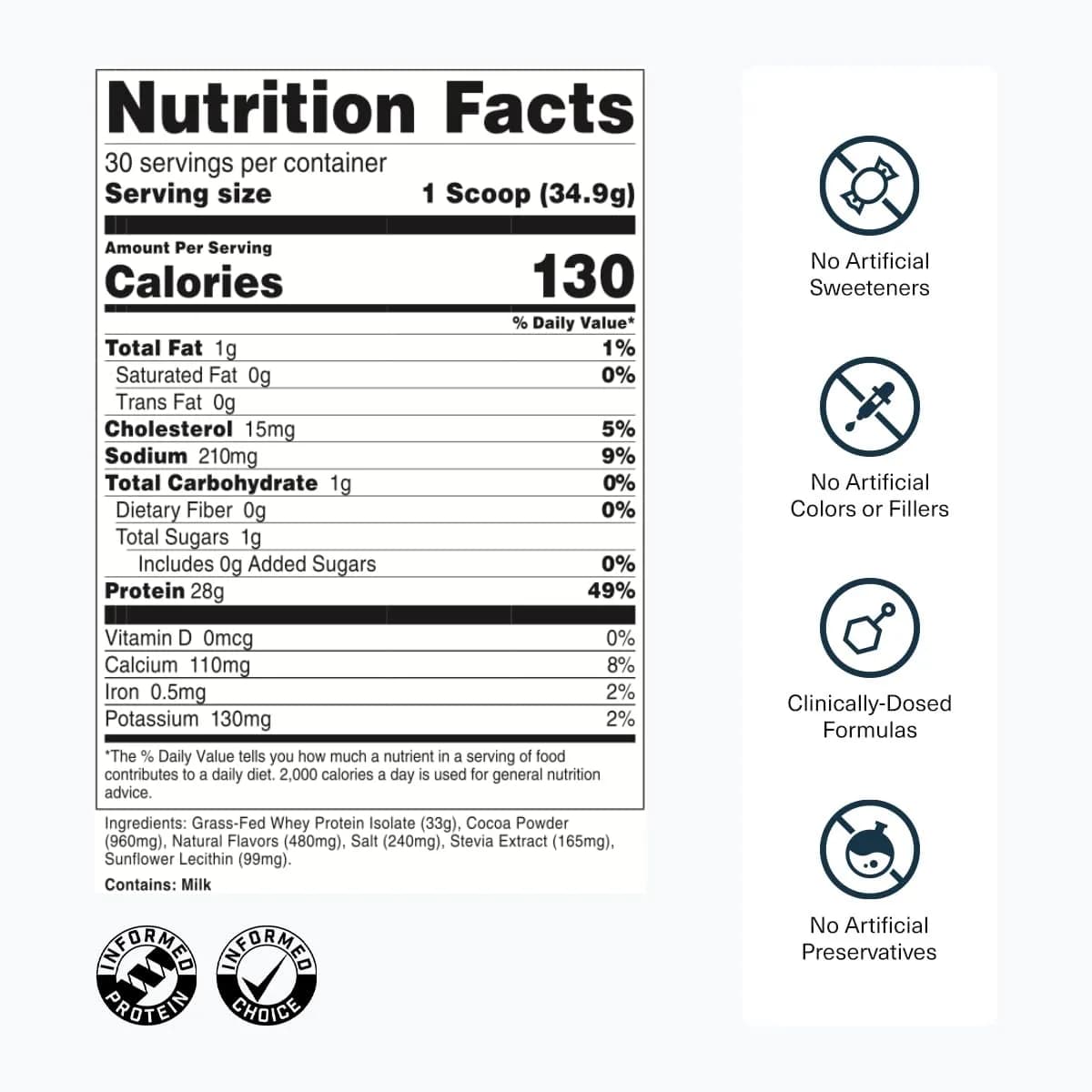 Transparent Labs Grass-Fed Whey Protein Milk Chocolate 1.02 kg (2.25 lb) | 28g Protein Per Serving - view 3