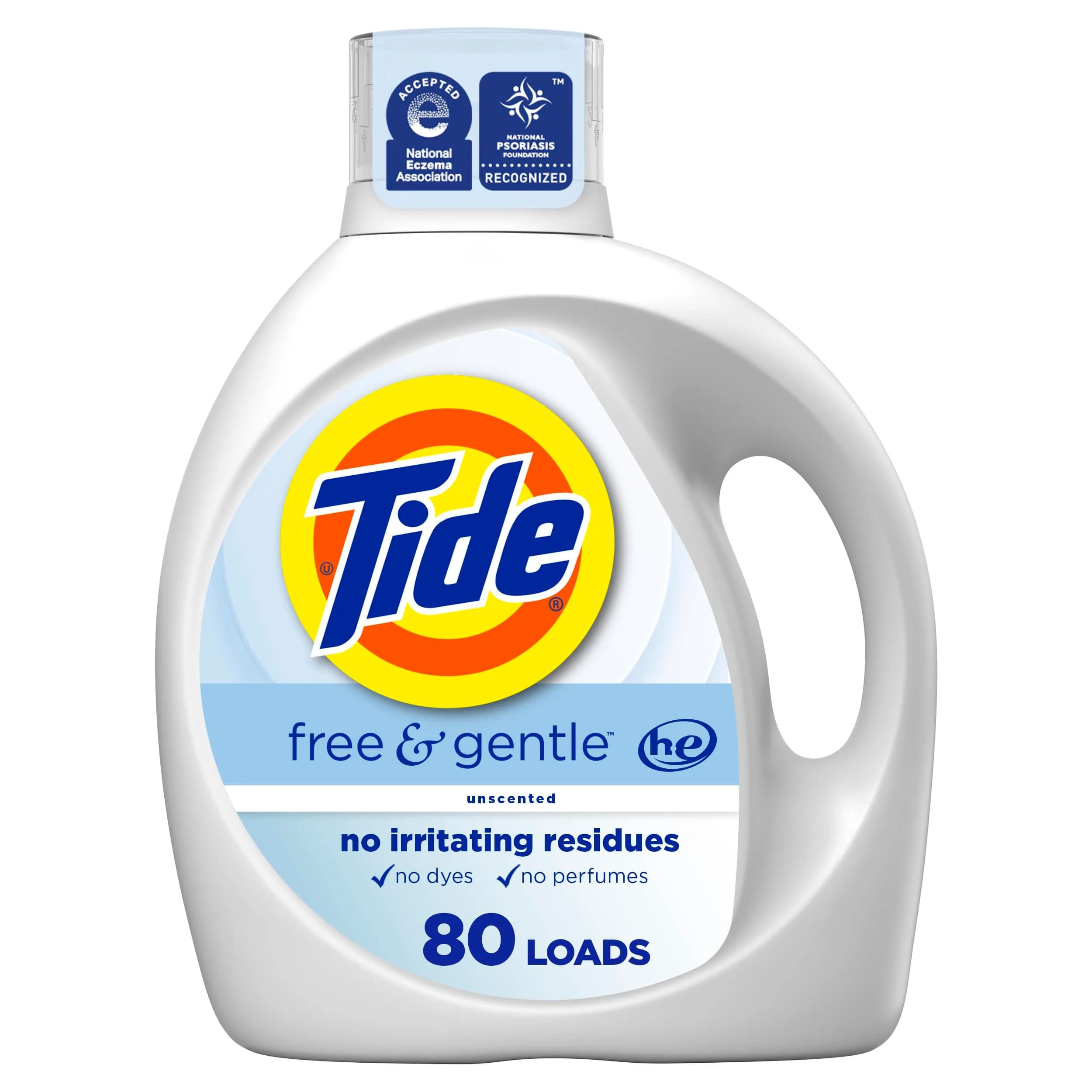 Tide Free & Gentle Liquid Laundry Detergent, 105 fl oz (3.1 L) | Hypoallergenic Formula for Sensitive Skin - main product image