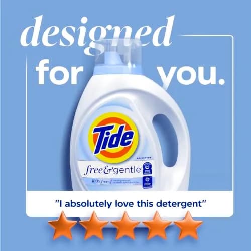Tide Free & Gentle Liquid Laundry Detergent 3.0 L (105 fl oz) | Hypoallergenic for Sensitive Skin thumbnail 6