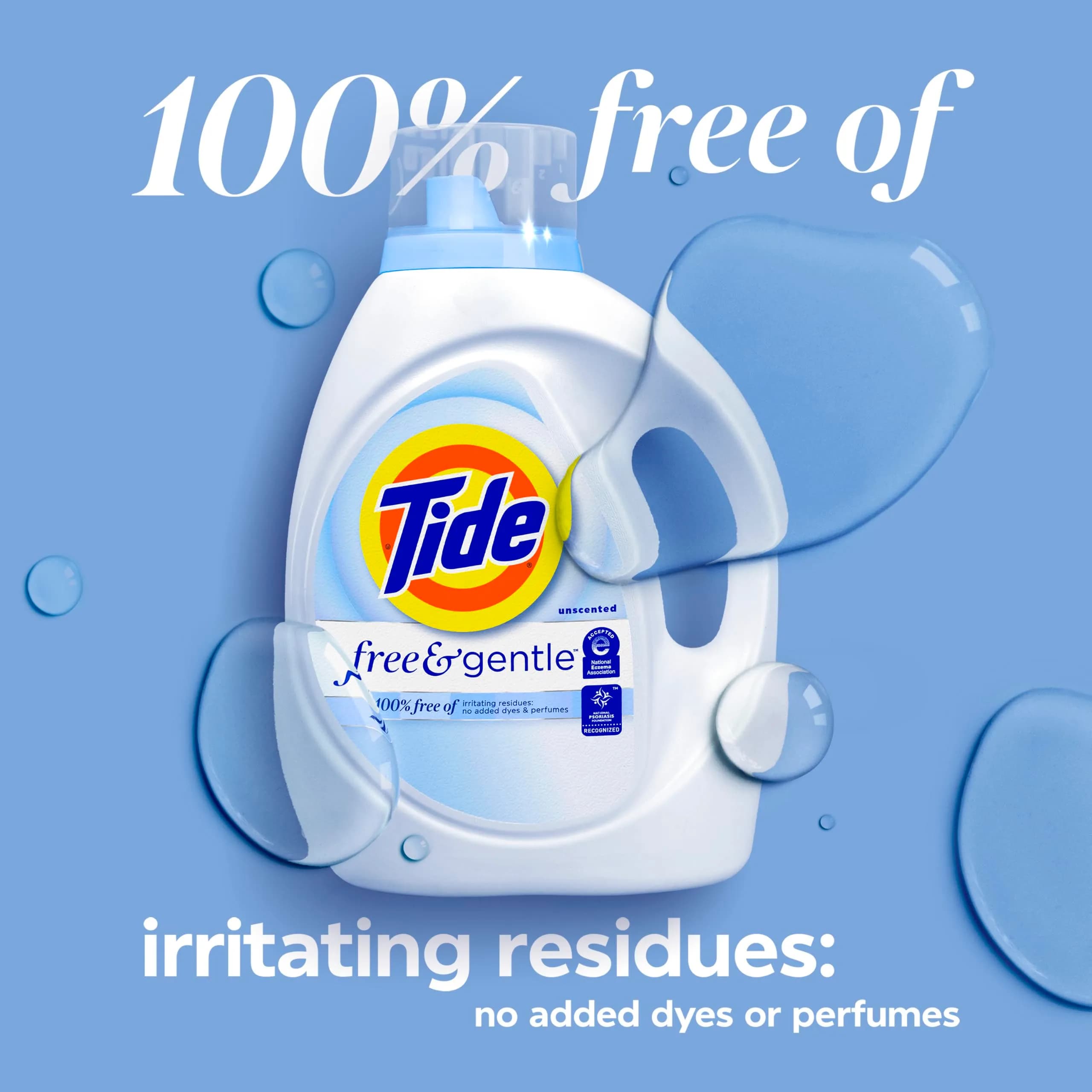 Tide Free & Gentle Liquid Laundry Detergent 3.0 L (105 fl oz) | Hypoallergenic for Sensitive Skin - view 7