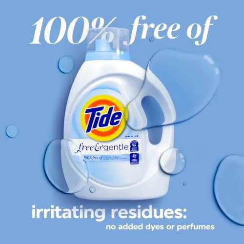 Tide Free & Gentle Liquid Laundry Detergent 3.0 L (105 fl oz) | Hypoallergenic for Sensitive Skin thumbnail 7