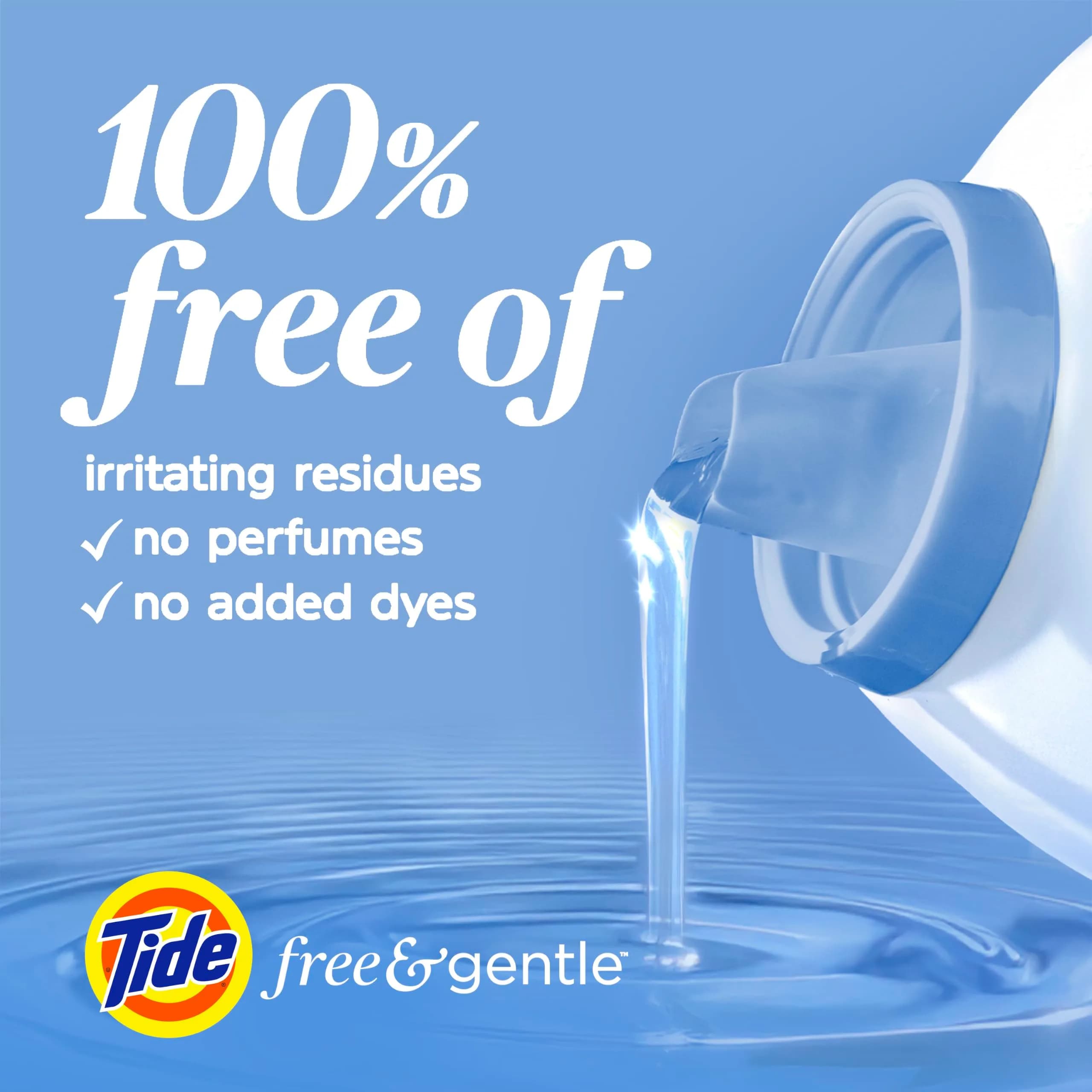 Tide Free & Gentle Liquid Laundry Detergent 3.0 L (105 fl oz) | Hypoallergenic for Sensitive Skin - view 2