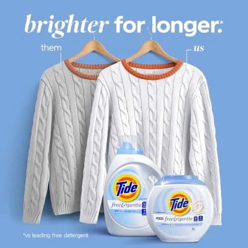 Tide Free & Gentle Liquid Laundry Detergent 3.0 L (105 fl oz) | Hypoallergenic for Sensitive Skin thumbnail 3