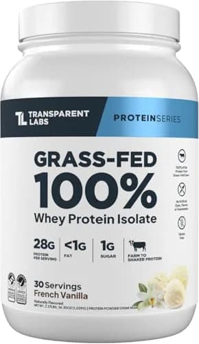 Transparent Labs Grass-Fed Whey Protein Isolate French Vanilla 1029g (36.3 oz) | 28g Protein Per Serving thumbnail 1