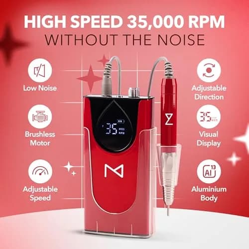 M Brushless Motor Nail Drill Handpiece Only - 35K RPM | Black Metal (Handpiece - Black) thumbnail 3