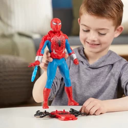 Marvel Spider-Man Thwip Blast Action Figure with Accessories, 11-Inch Scale, Red & Blue thumbnail 4