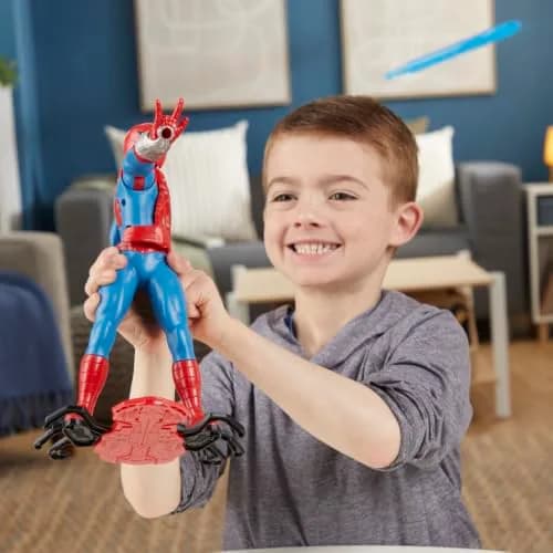 Marvel Spider-Man Thwip Blast Action Figure with Accessories, 11-Inch Scale, Red & Blue thumbnail 6