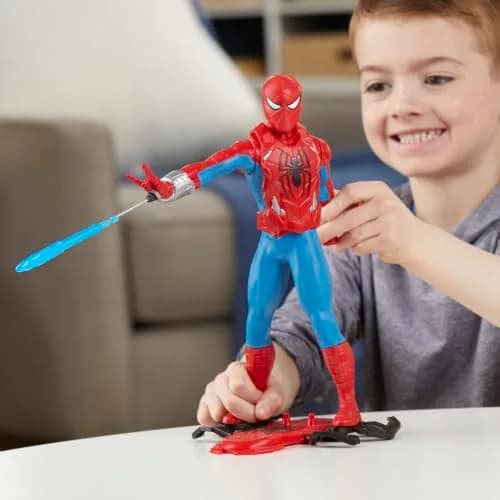 Marvel Spider-Man Thwip Blast Action Figure with Accessories, 11-Inch Scale, Red & Blue thumbnail 7