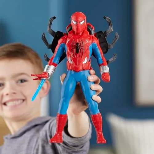 Marvel Spider-Man Thwip Blast Action Figure with Accessories, 11-Inch Scale, Red & Blue thumbnail 9