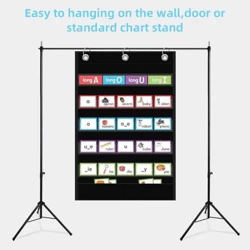 ANCOMEDO Standard Pocket Chart with Storage Pocket, 25.2"H x 17"L, 5+1 Pockets | Clear Words Wall Chart for School Home Office thumbnail 6