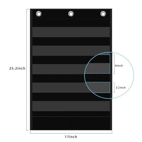 ANCOMEDO Standard Pocket Chart with Storage Pocket, 25.2"H x 17"L, 5+1 Pockets | Clear Words Wall Chart for School Home Office thumbnail 2