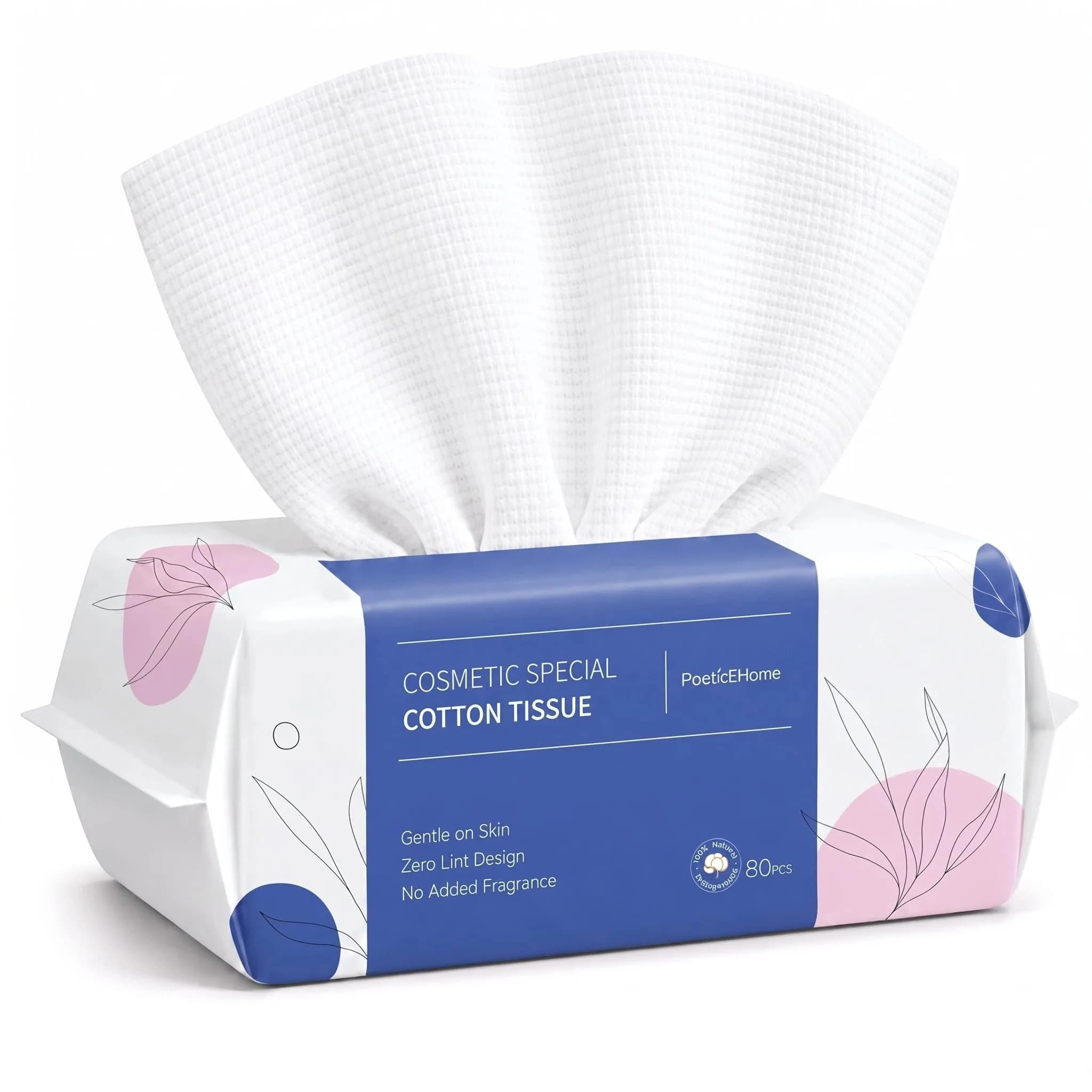 PoeticEHome Disposable Face Towels 80 Count | Thick Yet Soft Cotton, Double-Sided for Daily Skincare — Wipes
