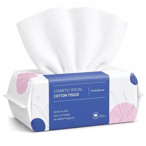 PoeticEHome Disposable Face Towels 80 Count | Thick Yet Soft Cotton, Double-Sided for Daily Skincare thumbnail 1