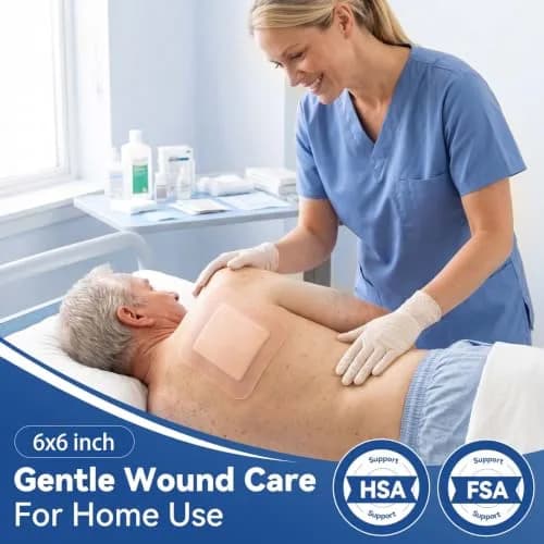 Dimora Silicone Super Absorbent Wound Dressings 6"x 6" (15cm x 15cm) | Gentle Adhesive Bandages with Ultrasorb Polymer for Heavy Exudate Wound Care (10 Packs) thumbnail 6
