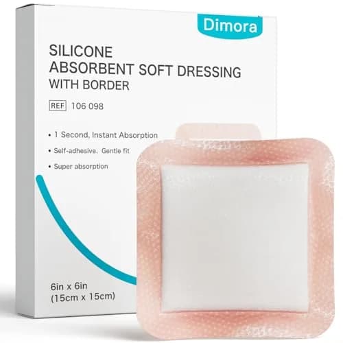 Dimora Silicone Super Absorbent Wound Dressings 6"x 6" (15cm x 15cm) | Gentle Adhesive Bandages with Ultrasorb Polymer for Heavy Exudate Wound Care (10 Packs) thumbnail 1
