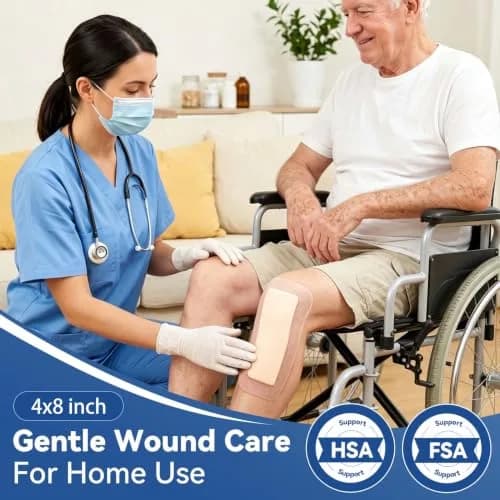Dimora Silicone Ultra Absorbent Dressing Pads 4"x 8" (10 Count) | Waterproof Wound Bandage for Exudate Management thumbnail 5