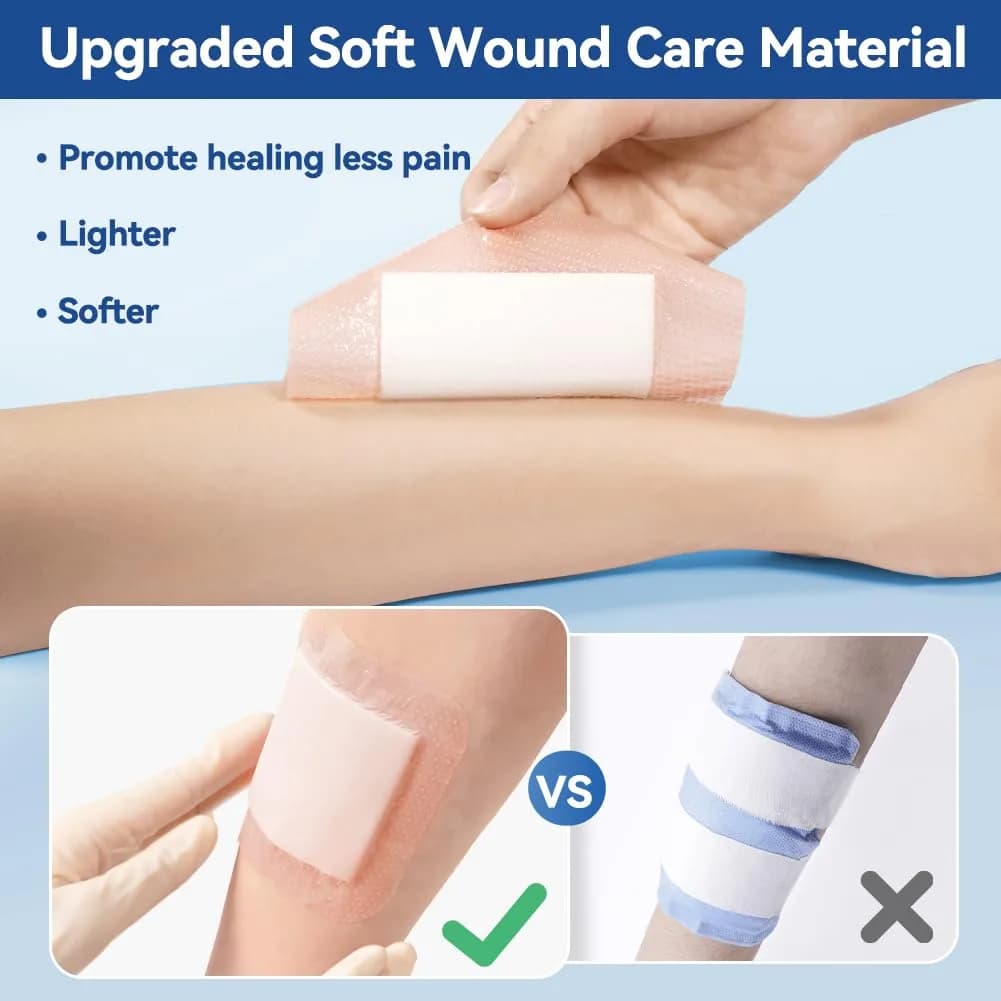 Dimora Silicone Ultra Absorbent Dressing Pads 4"x 8" (10 Count) | Gentle Border, Waterproof Soft Gauze for Post Surgical Wound Management - view 7