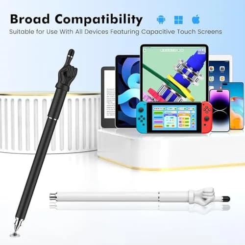 MEKO Stylus Pen for Touchscreen | 2-in-1 Precision & Comfort (Black/White, Aluminum) thumbnail 6