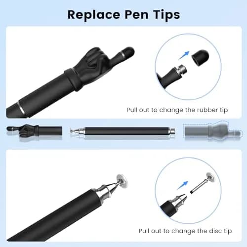 MEKO Stylus Pen for Touchscreen | 2-in-1 Precision & Comfort (Black/White, Aluminum) thumbnail 8