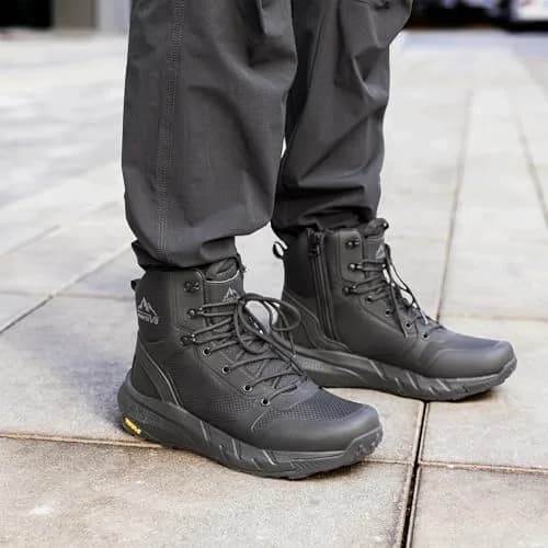 NORTIV 8 Men's Military Tactical Boot Zipper Lightweight Black 8 | Breathable, Water-Resistant, Supportive thumbnail 2