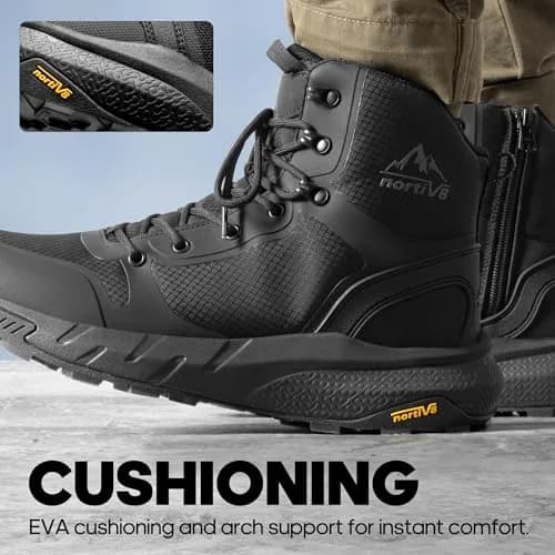 NORTIV 8 Men's Lightweight Tactical Boots with Side Zipper | US 8.5 (Black) thumbnail 4