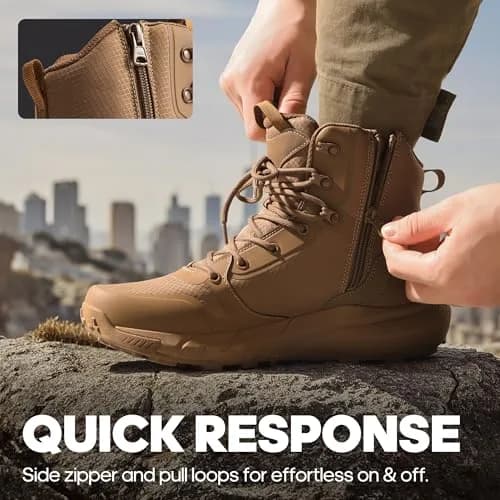 NORTIV 8 Men's Military Tactical Boot Zipper Lightweight Coyote 8 (26.4cm / 10.4in) thumbnail 6