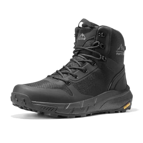 NORTIV 8 Men's Black Tactical Boots with Side Zipper - US 12 (30.9cm / 12.2in) | Lightweight Combat Hiking Footwear thumbnail 1