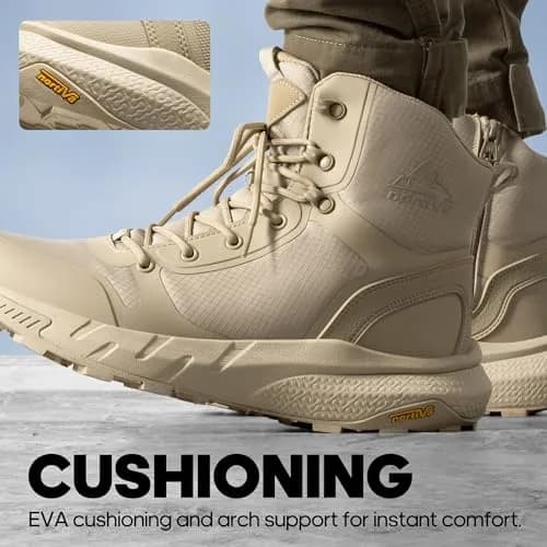 NORTIV 8 Men's Military Tactical Boot Zipper Lightweight Sand 10 | Durable, Breathable & Supportive thumbnail 4
