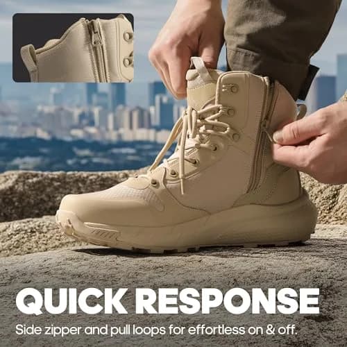 NORTIV 8 Men's Military Tactical Boot Zipper Lightweight Sand 10 | Durable, Breathable & Supportive thumbnail 6
