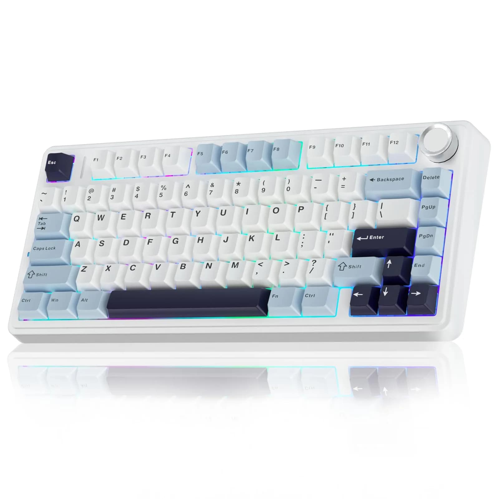 AULA F75 75% Wireless Mechanical Keyboard Glacial Blue | Hot-Swappable, Tri-Mode Connectivity, RGB Backlit, 81 Keys