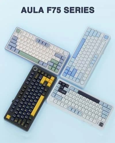 AULA F75 75% Wireless Mechanical Keyboard Glacial Blue | Hot-Swappable, Tri-Mode Connectivity, RGB Backlit, 81 Keys thumbnail 9