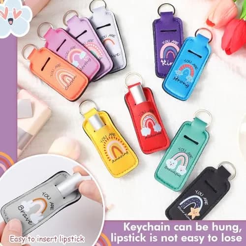 Ctosree Rainbow Lipstick Lip Balm Keychain 40 pcs | Inspirational & Portable (70-120 chars) thumbnail 3