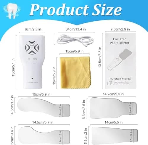 Ceonam Fog-Free Dental Photography Mirror Kit with 4 Rhodium Intraoral Mirrors | Fog-Free, LED Light, Rechargeable thumbnail 2