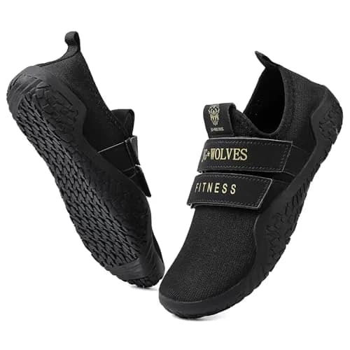 Skerxut Fitness Shoes Deadlift Shoes Cross-Trainer Sneakers for Men and Women (Black, 9.5 Men/10.5 Women) | Slip-Resistant, Durable, Athletic thumbnail 1