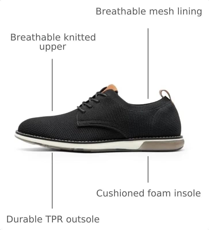Bruno Marc Men's Dress Casual Oxford Shoes Size 8 | Breathable Mesh Sneakers for All-Day Comfort thumbnail 3