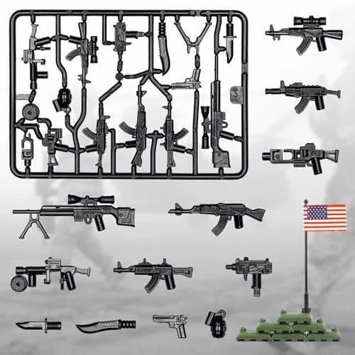MaozyHomie Military U.S. Weapons Pack Toy Set 54 Pcs | Compatible with Major Brands, 3 Years and Up thumbnail 4